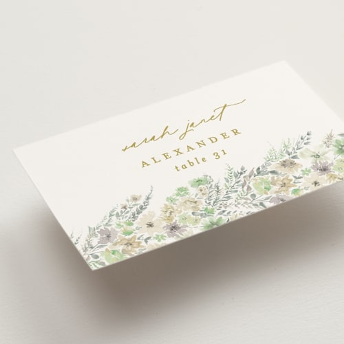 This is a greenery wedding place cards with standard by Phrosné Barwood called floral arch printing on signature in placecard