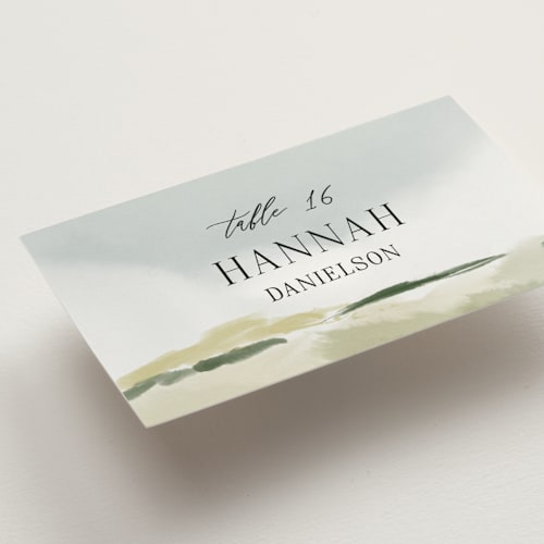 This is a sky wedding place cards with standard by Rebecca Durflinger called estate printing on signature in placecard