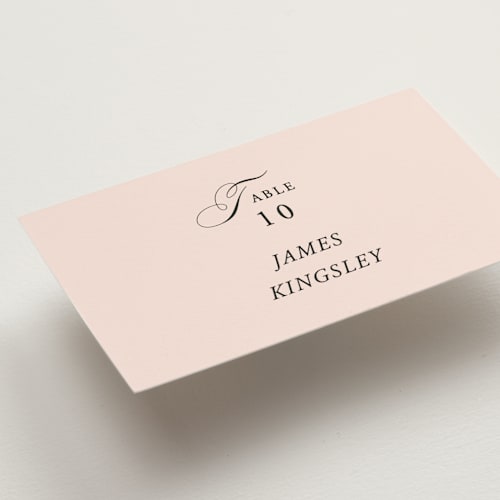 This is a petal wedding place cards with standard by Kimberly FitzSimons called story line printing on signature in placecard