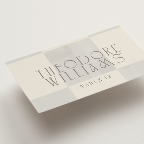 This is a mist wedding place cards with standard by Baumbirdy called checker wash printing on signature in placecard