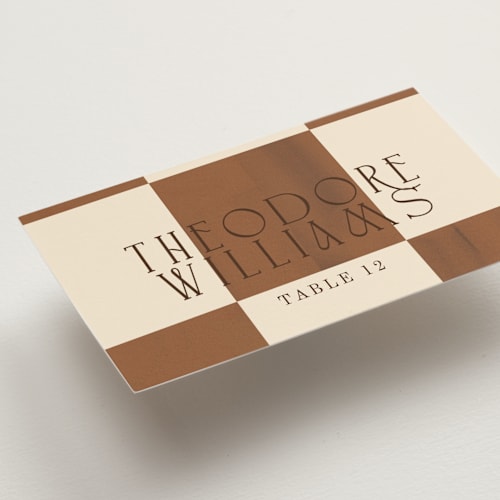 This is a wood wedding place cards with standard by Baumbirdy called checker wash printing on signature in placecard