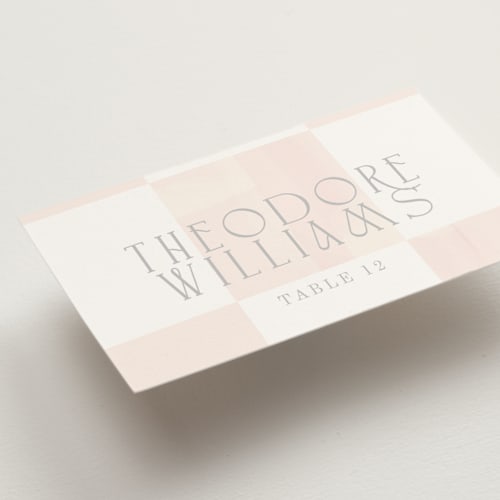 This is a cloud wedding place cards with standard by Baumbirdy called checker wash printing on signature in placecard