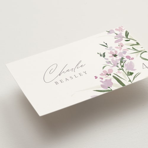 This is a orchid wedding place cards with standard by Everett Paper Goods called fleur printing on signature in placecard