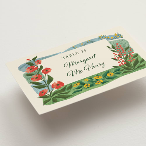 This is a barn wedding place cards with standard by Paper Sun Studio called farm and field printing on signature in placecard
