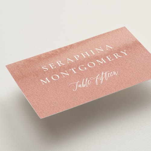 This is a garden rose wedding place cards with standard by Wildfield Paper Co called summer garden printing on signature in placecard