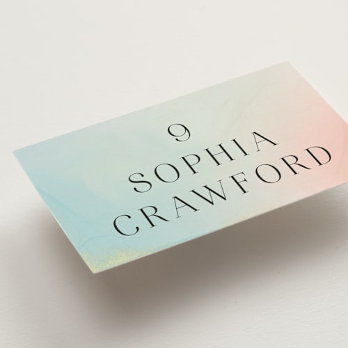 This is a sunrise wedding place cards with standard by Petra Kern called marshmallow printing on signature in placecard