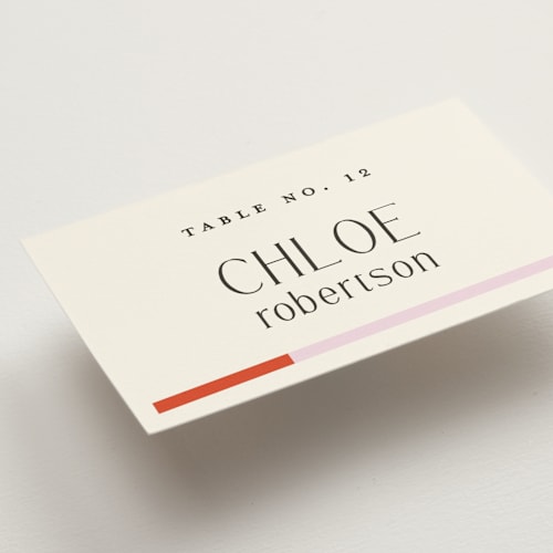 This is a petal wedding place cards with standard by Morgan Kendall called quilted grid printing on signature in placecard