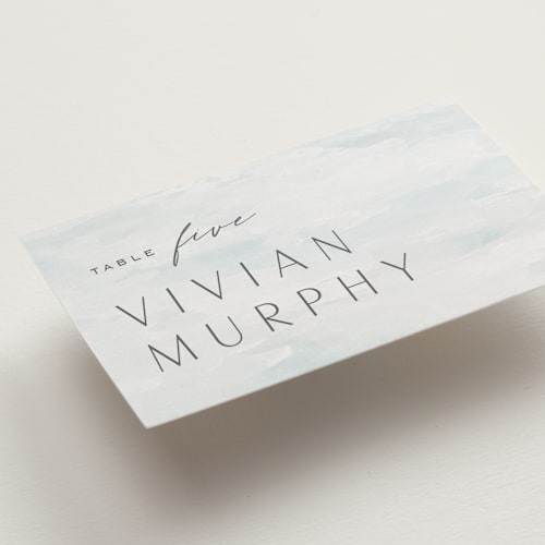 This is a sky wedding place cards with standard by Nicoletta Savod called at sea printing on signature in placecard