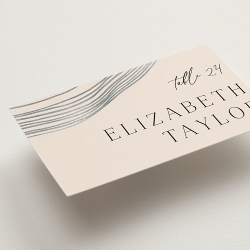 This is a natural wedding place cards with standard by Alethea and Ruth called rings printing on signature in placecard