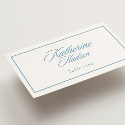 This is a capri wedding place cards with standard by Creo Study called scripted printing on signature in placecard