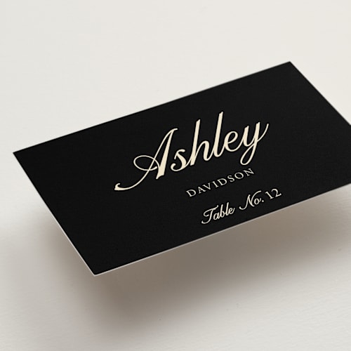 This is a sunshine wedding place cards with standard by Jen Ramsey called elegant and formal printing on signature in placecard