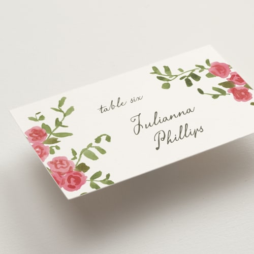 This is a azalea wedding place cards with standard by Everett Paper Goods called villa printing on signature in placecard