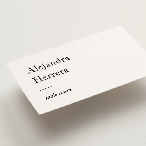 This is a paper wedding place cards with standard by Bethan called editorial printing on signature in placecard