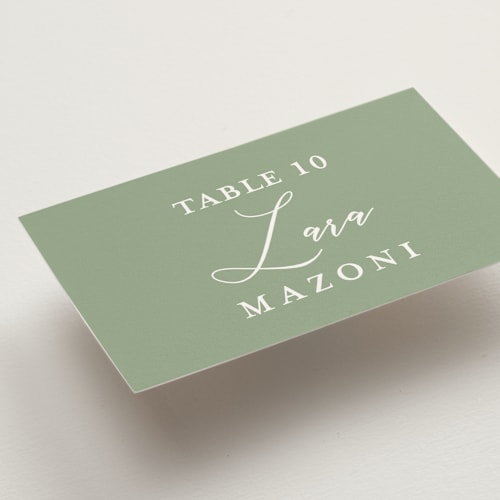 This is a leaf wedding place cards with standard by Sherley Ferreira called eternal grace printing on signature in placecard
