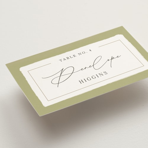 This is a lake wedding place cards with standard by Robert and Stella called aspen printing on signature in placecard