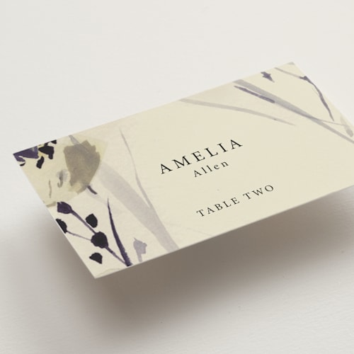 This is a almond wedding place cards with standard by Peony Rose Design called linen and cloth printing on signature in placecard
