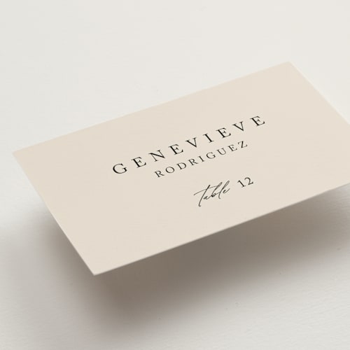This is a linen wedding place cards with standard by Kelly Schmidt called astoria printing on signature in placecard