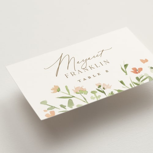 This is a toffee wedding place cards with standard by Everett Paper Goods called brynn printing on signature in placecard
