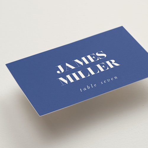 This is a marseille bleu wedding place cards with standard by Up Up Creative called centro printing on signature in placecard