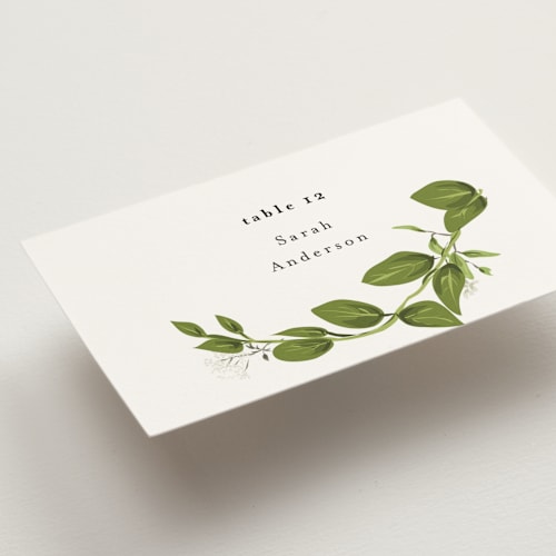This is a fern wedding place cards with standard by Susan Moyal called greenery printing on signature in placecard