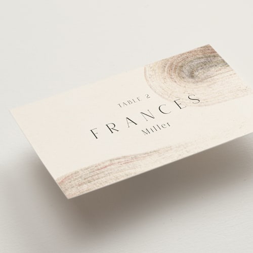 This is a sand wedding place cards with standard by Sumak Studio called gentleness printing on signature in placecard