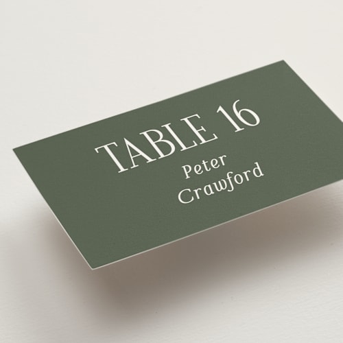 This is a forest wedding place cards with standard by Jackie Crawford called highlights printing on signature in placecard
