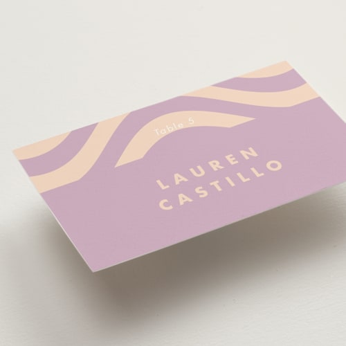 This is a wisteria wedding place cards with standard by Catherine Culvenor called bubblegum printing on signature in placecard