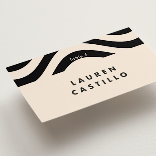 This is a almond wedding place cards with standard by Catherine Culvenor called bubblegum printing on signature in placecard