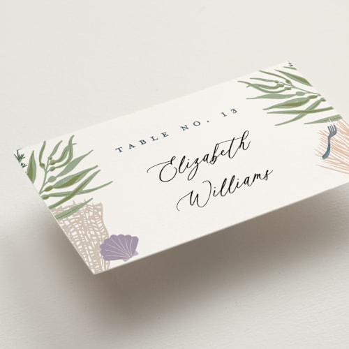 This is a sea wedding place cards with standard by Alethea and Ruth called part of your world from disney's little mermaid printing on signature in placecard