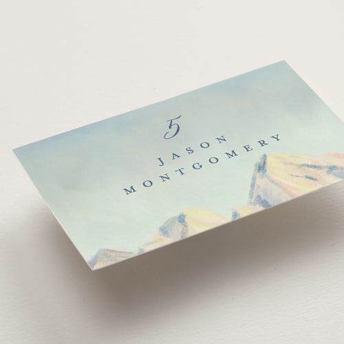 This is a summer wedding place cards with standard by Petra Kern called the valley printing on signature in placecard