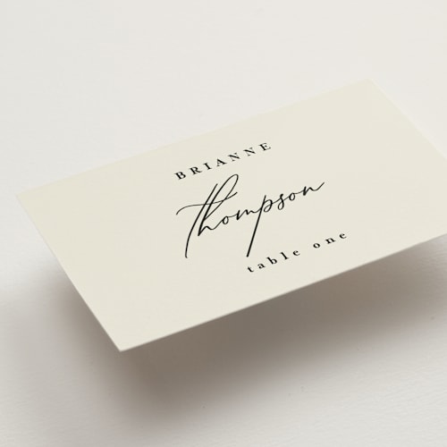 This is a vanilla wedding place cards with standard by Louise Kay called love and faith printing on signature in placecard