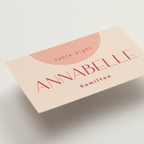 This is a blossom wedding place cards with standard by Hudson meet Rose called unity printing on signature in placecard
