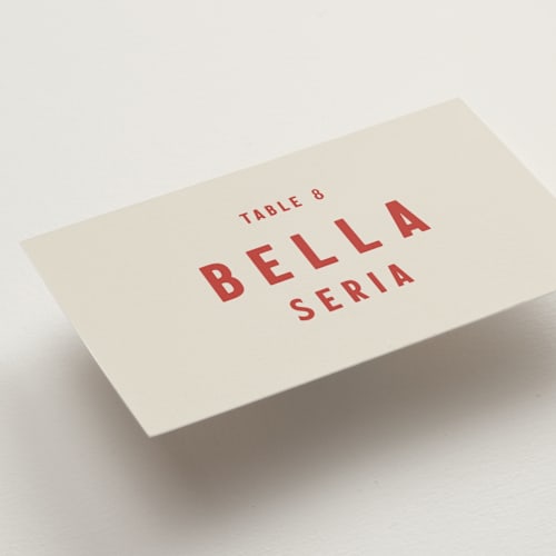 This is a sierra wedding place cards with standard by Ani Somi called coyota printing on signature in placecard