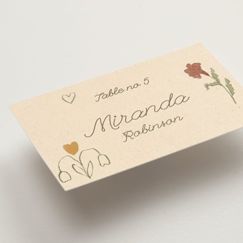 This is a magic wedding place cards with standard by Sumak Studio called pure magic printing on signature in placecard