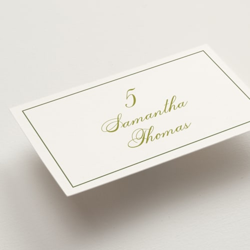 This is a cream wedding place cards with standard by Nicole Dragomir called wild berry watercolor printing on signature in placecard