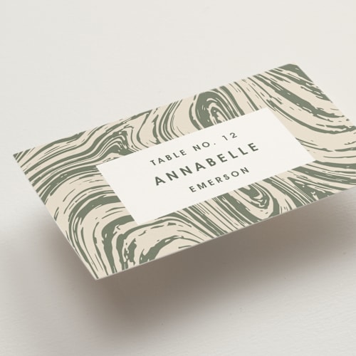 This is a olive you more wedding place cards with standard by Design Lotus called true north printing on signature in placecard