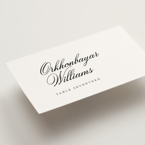 This is a salt wedding place cards with standard by chocomocacino called gregada printing on signature in placecard