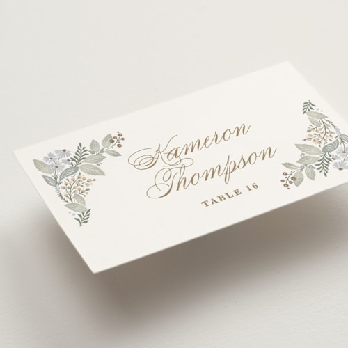 This is a meadow wedding place cards with standard by Kristen Smith called wild flora printing on signature in placecard
