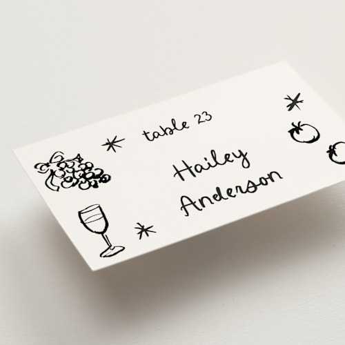This is a sugar wedding place cards with standard by Cass Loh called inky printing on signature in placecard