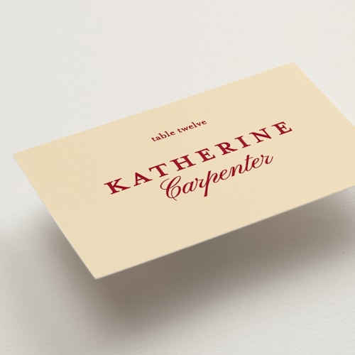 This is a butter wedding place cards with standard by Creo Study called modern simplicity printing on signature in placecard
