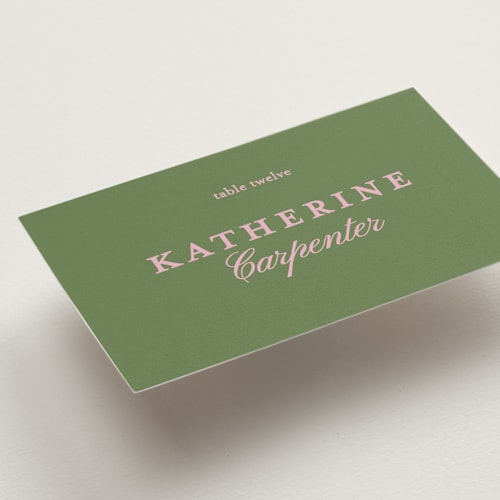 This is a cabbage wedding place cards with standard by Creo Study called modern simplicity printing on signature in placecard