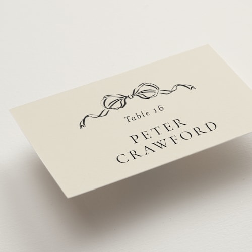 This is a peony wedding place cards with standard by Jackie Crawford called hand illustrated crest printing on signature in placecard