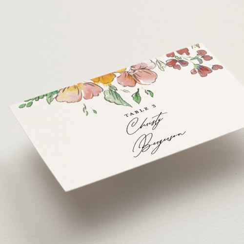 This is a autumn wedding place cards with standard by Itsy Belle Studio called floral pop printing on signature in placecard