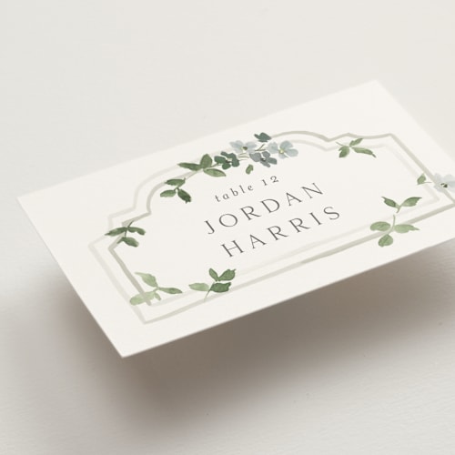 This is a mist wedding place cards with standard by Everett Paper Goods called wistful printing on signature in placecard