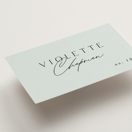 This is a sky wedding place cards with standard by Kelly Schmidt called merryvale printing on signature in placecard