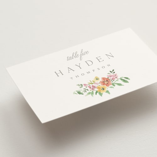 This is a hibiscus wedding place cards with standard by Everett Paper Goods called chelsea printing on signature in placecard
