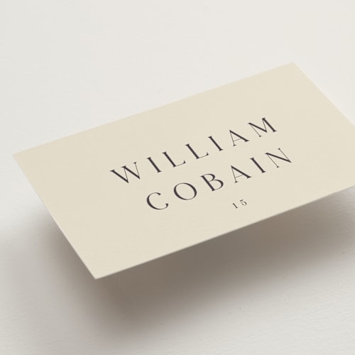 This is a ivory wedding place cards with standard by Baumbirdy called floral stamp printing on signature in placecard