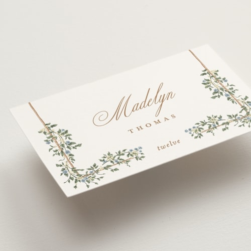 This is a lake wedding place cards with standard by Leah Bisch called arbour printing on signature in placecard