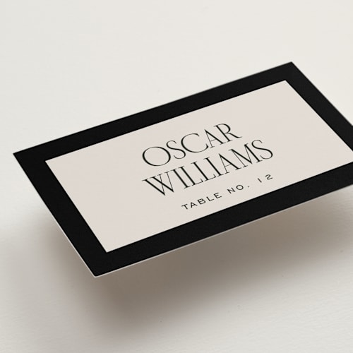 This is a suit wedding place cards with standard by Pixel and Hank called threaded printing on signature in placecard