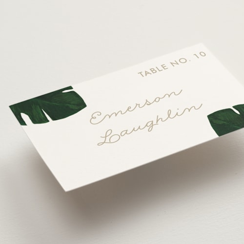 This is a classic palm wedding place cards with standard by Kaydi Bishop called palm printing on signature in placecard